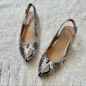 VIONIC Jade Boa white/black/silver/beige leather snake print pointed toe flats